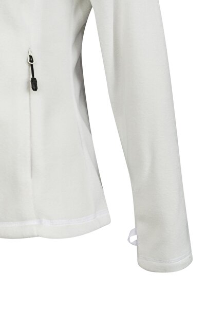 2AS Cara Kadın Tam Fermuarlı İnce Polar Sweatshirt Beyaz