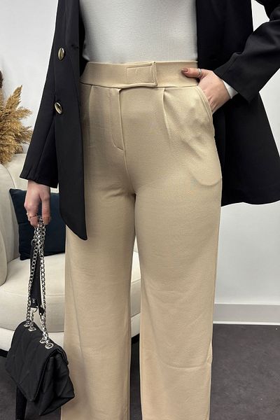 Tesettür Diyarı Women's Lycra Crepe Fabric Velcro Trousers
