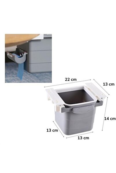 Skygo Mini Masa Çöp Kovası Plastik Tezgah Altı Geri Çekilebilir Yapışkanlı Görünmez Bölme Pratik