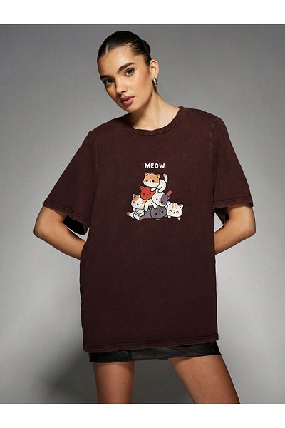 uyguntarz Μπλουζάκι Unisex Meow Printed Design