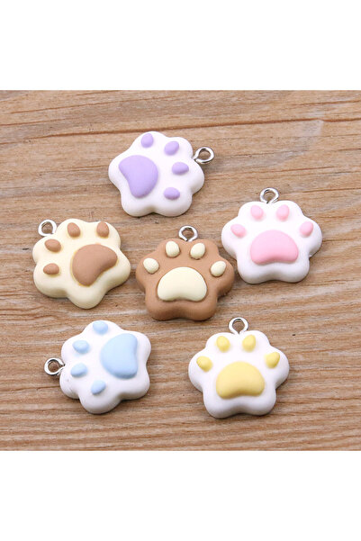 Choice مزيج 10 قطع 20X22 مم 7 ألوان مخلب القط الراتنج سحر DIY الكرتون الحيوان أقراط الحيوانات الأليفة قلادة قلادة جوهرة