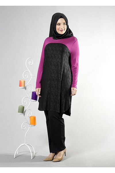TRENDTESETTÜR Women's Black Two Color Tunic 2532