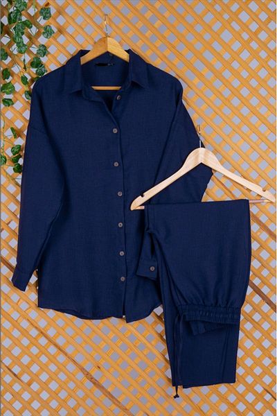 LadiesandLittles Linen Shirt Pants Daily Suit