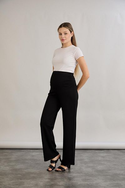 LİYACA Regular Adjustable High Waist Loose Leg Maternity Palazzo Pants
