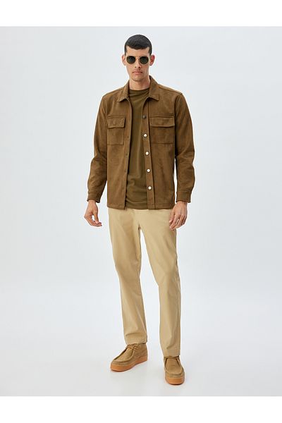 Koton Παντελόνι Chino με λεπτομέρεια τσέπης Gabardine - Βαμβακερό με κουμπιά