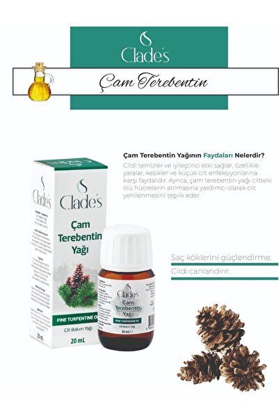 Clade's Çam Terebentin Yağı 20 ml - Cilt Bakım Yağı Pine Turpentine Oil