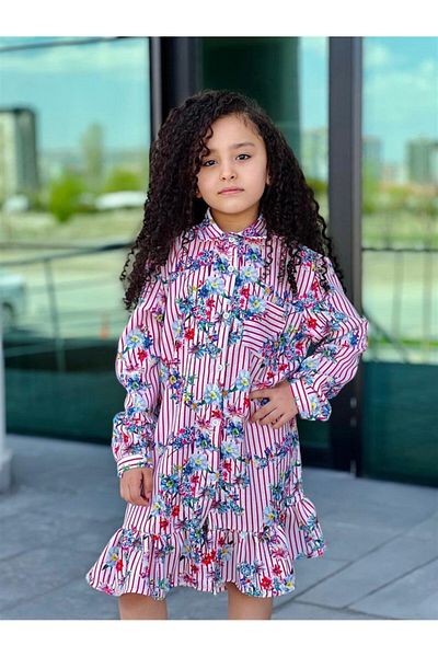 Hilal Akıncı Kids Rochie cămașă cu buzunare cu imprimeu floral pentru fete