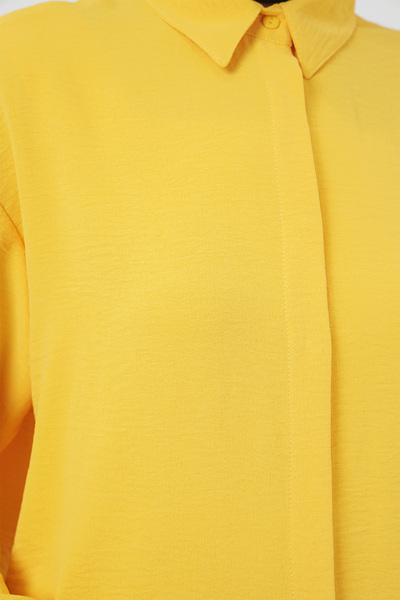 Bigdart Κίτρινο γυναικείο μακρύ πουκάμισο τουνίκ 5945