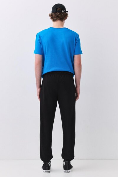 Trendiz Unisex Regular Fit Relaxed Fit Elastic Leg Sweatpants Black 2065