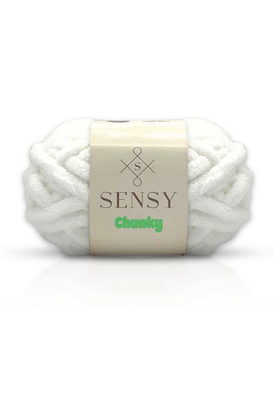 SENSY Chunky Finger Knitting Rope Hand Knitting Yarn 200 g Blanket Rope Hat Scarf Rope with Finger Knitted Rope White