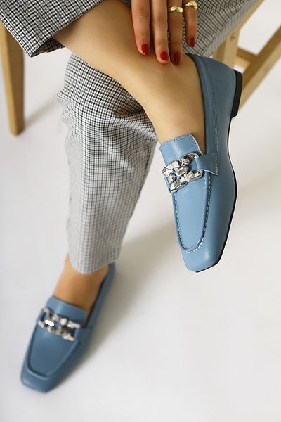 Limoya Pantofi casual de damă Asmin din piele naturală cu cataramă albastră