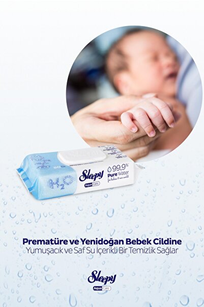 Sleepy Aquacare H2O Yenidoğan Islak Bebek Havlusu 2x50