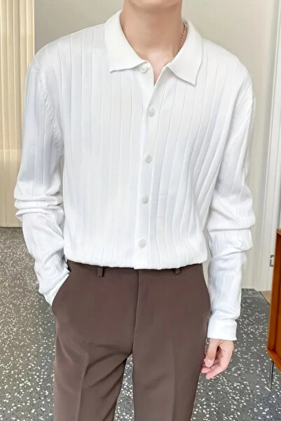 Tarz Cool Чоловіча біла сорочка з ґудзиками Regular Fit