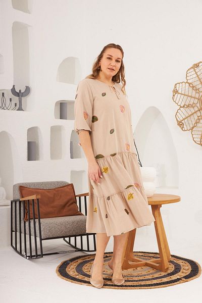 RMG Mink Plus Size Dress - Collar and Embroidery Detail