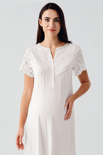 Artış Buttoned Voile Detailed Short Sleeve Stretchy Viscous Maternity Nightgown