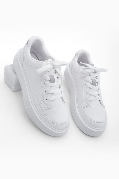 Marjin Damen Sneakers Dicke Sohle Sportschuhe Domen Weiß