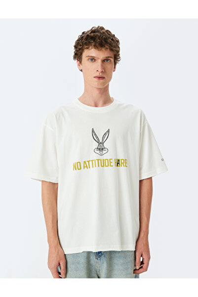 Koton Μπλουζάκι με λαιμόκοψη με κοντό μανίκι βαμβακερό με άδεια Bugs Bunny