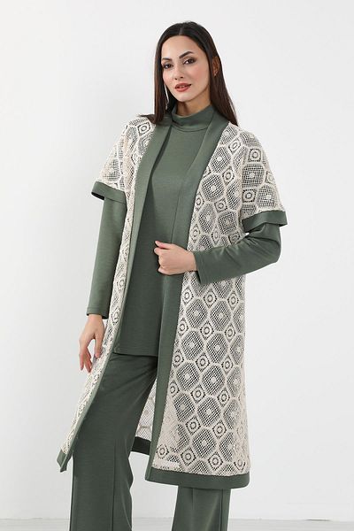 Aisha's Design Lace Detailed Short Sleeve Kimono Tunic