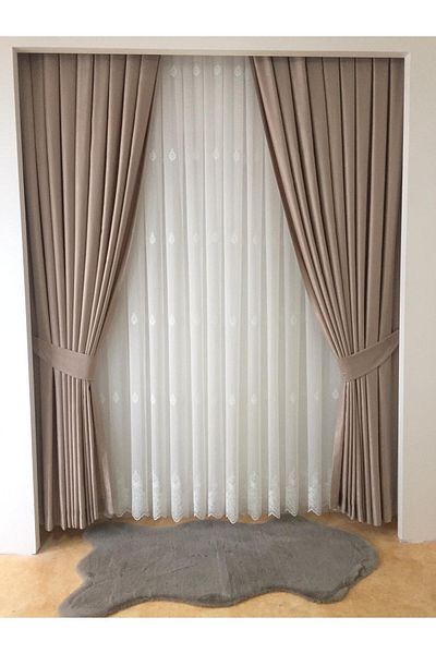 DEMİR TEKSTİL Soft Beige Curtain