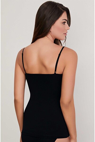 Eros Ersk600 Women's Tank Top with Straps (Pack of Two) - Black