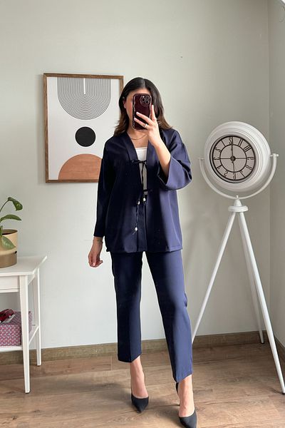 Güneş Classic Tie-Up Blouse Pants Set