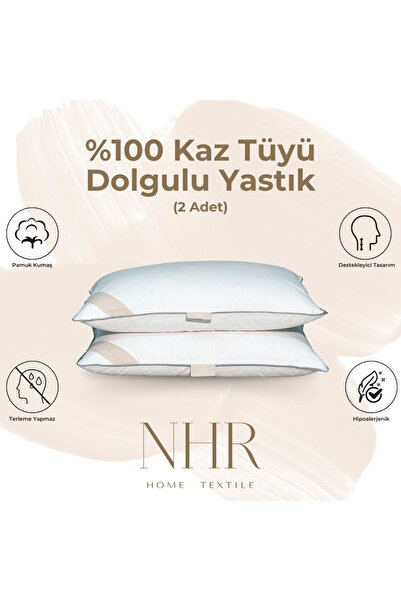 NHR HOME %100 Kaz Tüyü Dolgulu,30 Gıdık Antibakteriyel, Uyku Yastığı / 50x70 ...