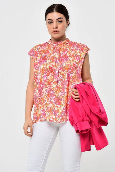 Kubos Moda Crew Neck Tank Top Fuchsia Jacket Set