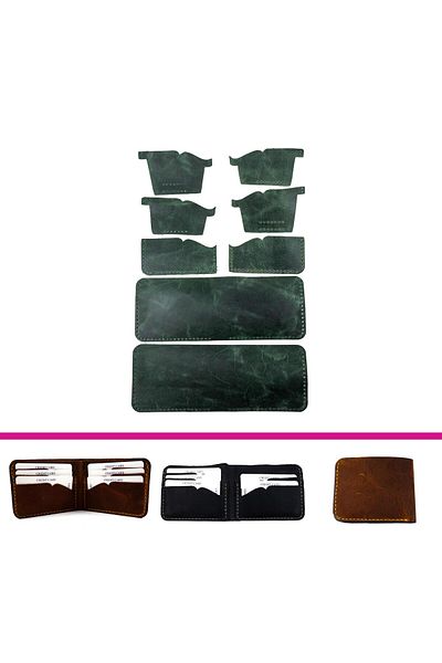 AiryFooT DIY Ready Cut Bifold Οριζόντια 6 Θήκη Κάρτας Ανδρικό Πορτοφόλι Έτοιμο Κόψιμο