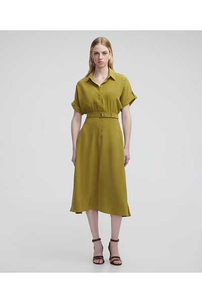 MISS IPEKYOL Belted dress with metal clasp