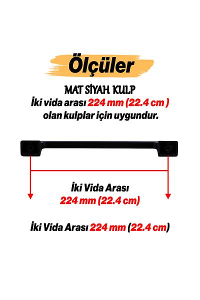 Badem10 Gediz Metal Negru Mat 224 Mm 22,4 Cm Mobilier Bucătărie Sertar Dulap Dulap Capac Mâner Mâner