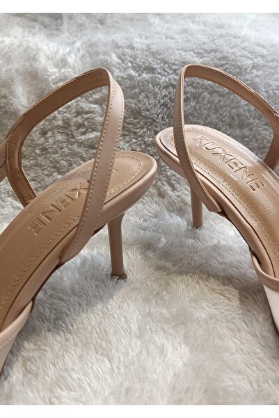 RUXENE BLİSS MAT DERİ SİVRİ BURUN TOPUK DEKOLTELİ FİLE DETAY 7 CM İNCE TOPUKLU AYAKKABI