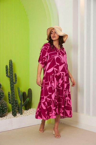 RMG Plus Size Patterned Cherry Dress