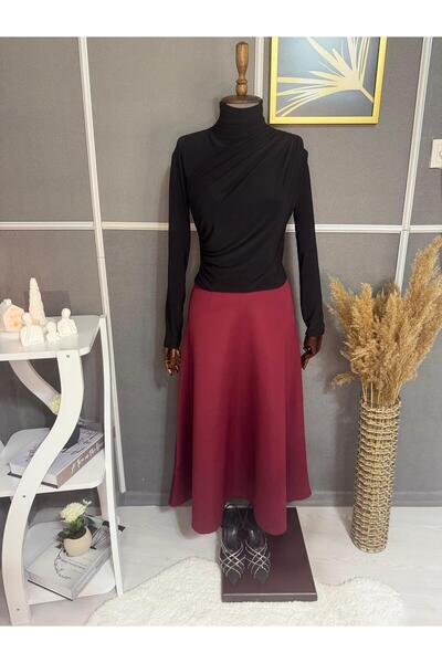 MACMODA Elastic Waist Loose Kilos Scuba Puff Skirt