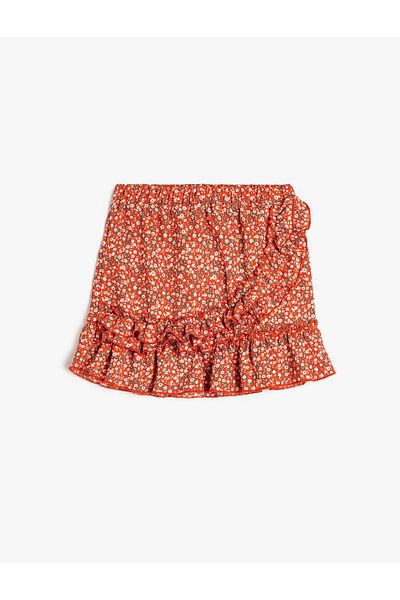 Koton Ruffle Detailed Double Breasted Mini Skirt with Elastic Waist