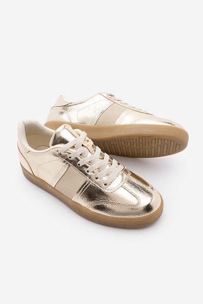 Marjin Goldfarbener Damen-Sneaker – Retro-Sportschuhe