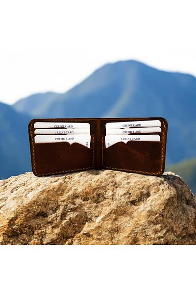 AiryFooT DIY Ready Cut Bifold Οριζόντια 6 Θήκη Κάρτας Ανδρικό Πορτοφόλι Έτοιμο Κόψιμο