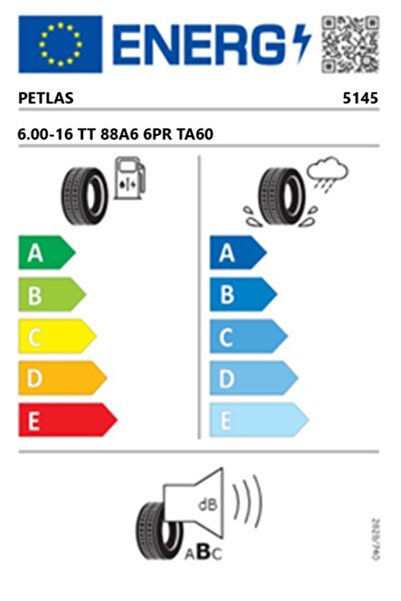 Petlas 6.00-16 TT 88A6 6PR TA60 Traktör Ön Lastiği (Üretim Tarihi:2025)