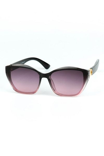 Di Caprio Women's Black Uv400 Protected Geometric Model Sunglasses