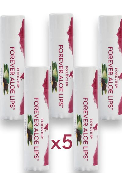 Forever Living Aleo Lips 5-Piece Cream Lip Protector and Moisturizing Stick Set