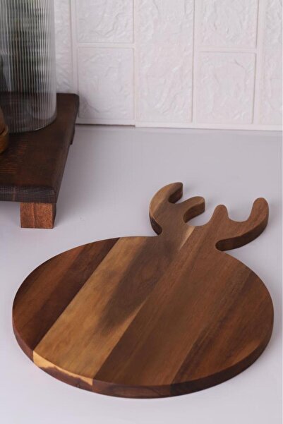 Atbyhome لوح تقطيع الغزلان الخشبي الطبيعي من Atby Akasya لتقطيع اللحوم والفواكه والخضروات ولوحة عرض أنيقة