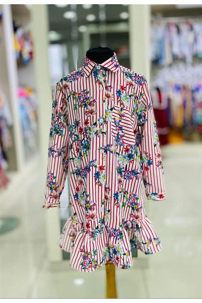 Hilal Akıncı Kids Rochie cămașă cu buzunare cu imprimeu floral pentru fete