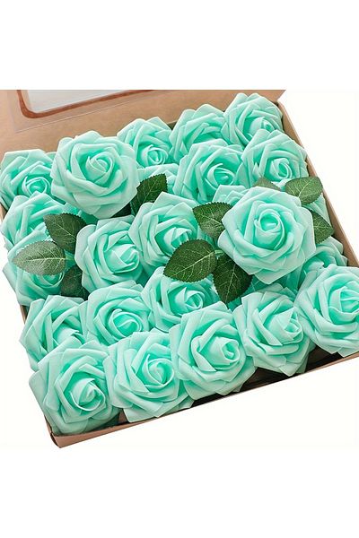 Choice 25pcs Artificial Flowers, Fake Flowers Roses  W/stem For DIY Wedding Bouquets Centerpieces Arrang...