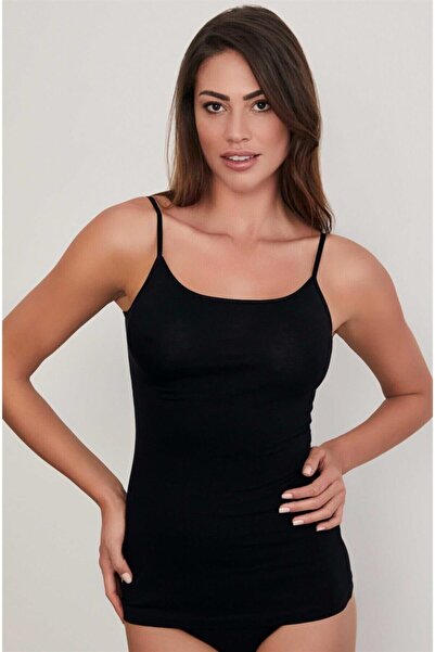 Eros Ersk600 Women's Tank Top with Straps (Pack of Two) - Black