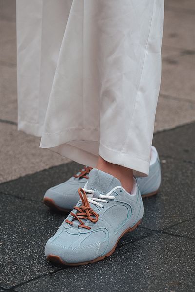 Marjin Damen-Sneaker aus blauem Wildleder – doppelt geschnürte Sportschuhe Povin