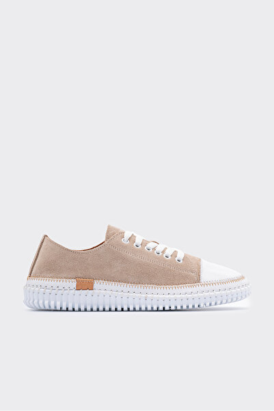 SHOEMARK Yulin Bej Hakiki Deri Süet Kadın Sneaker
