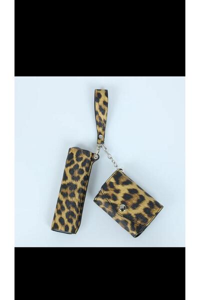Zigver Iqos Iluma One Tam Set Çantalı Kılıf Açık Leopar