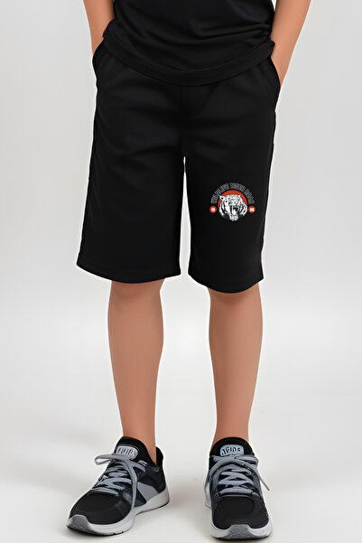 FYK COLLECTİON Strongs Dangerous Printed Boys' Suspender T-Shirt and Shorts Top and Bottom Set