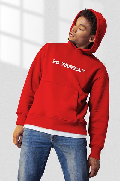 FANA Men's Sweatshirt Hoodie Be Yourself Slogan Printed