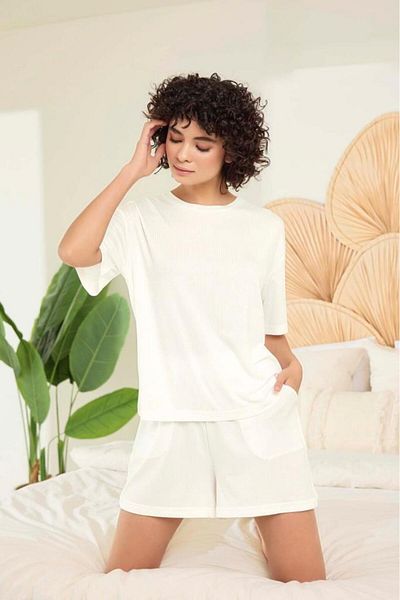 ARMİLLİA DİMODA Set de pijamale pentru femei Aydoğan, alb, 95% Lyocell, 5% Elasthan