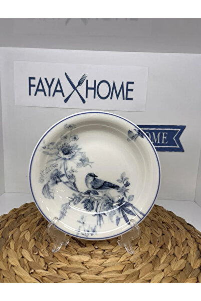 FAYA HOME 6 Adet Güral Porselen Şuje 1891 Kuş Desen 17 Cm Çukur Yemek Tabağı